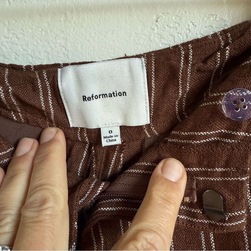 Reformation Vida Linen Low Rise Pant Size 0 - Picture 8 of 9